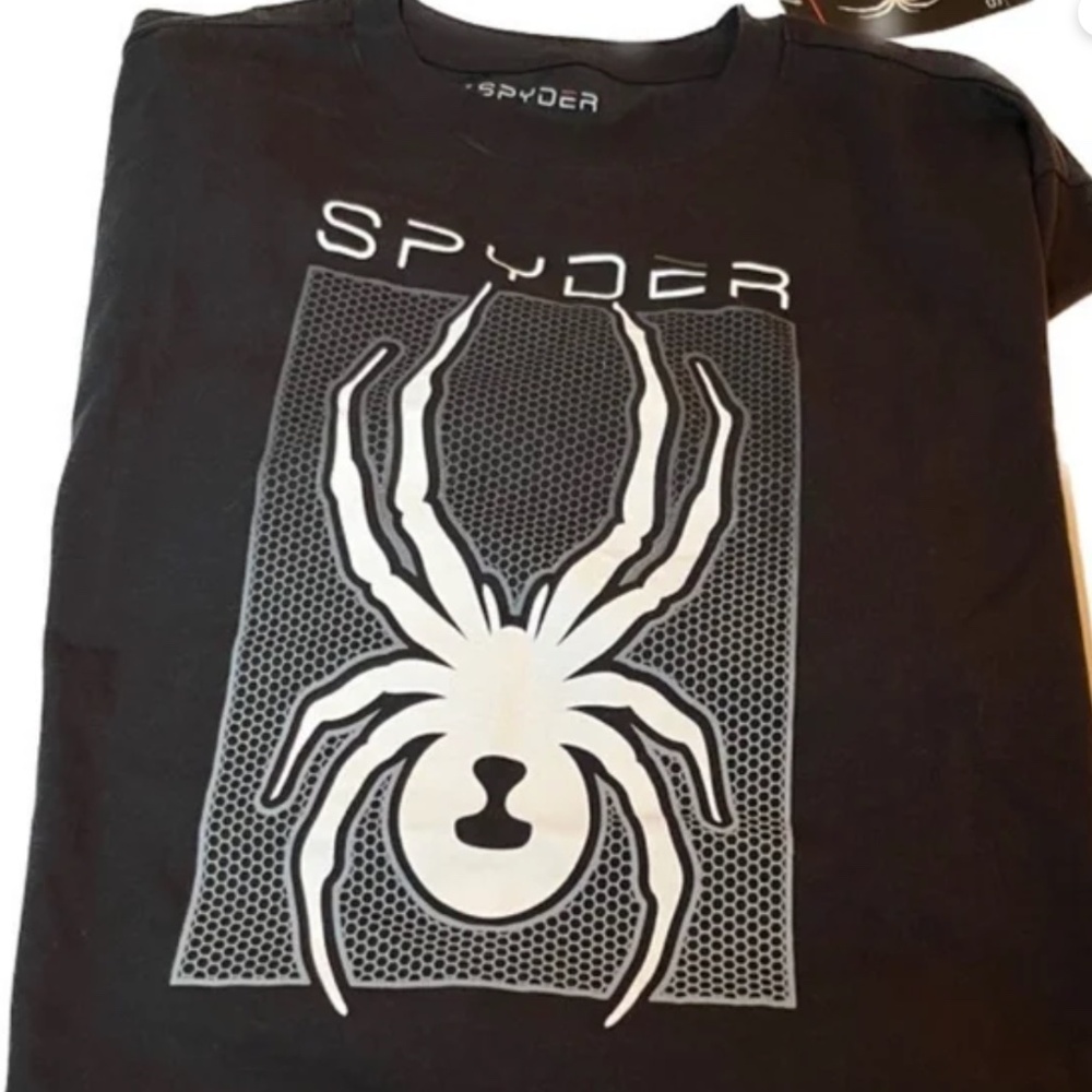 Spyder Shirt Mens Medium Black Spider Graphic Tee Short Sleeve Crewneck Cotton‎